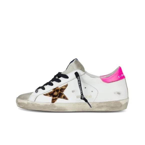 Golden Goose Superstar Leopard Star Hot Pink Tab Size 37 Like New! - Picture 3 of 17